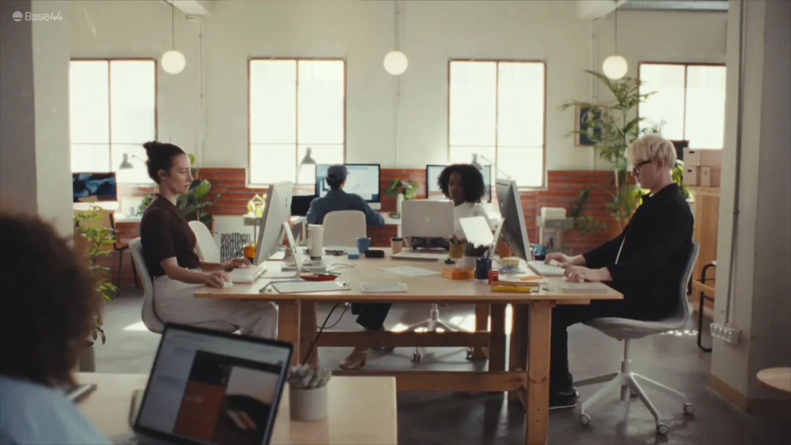 Style frame from More clients. Same you. Agencies build bigger with Base44 at 0:06